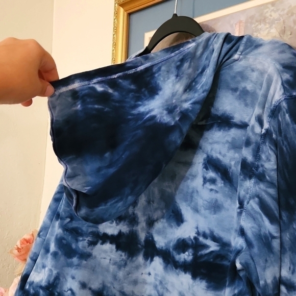 Blue Tie Die Hoodie With Front Pocket Long Sleeve XL Boho festival Coachella - Picture 11 of 11